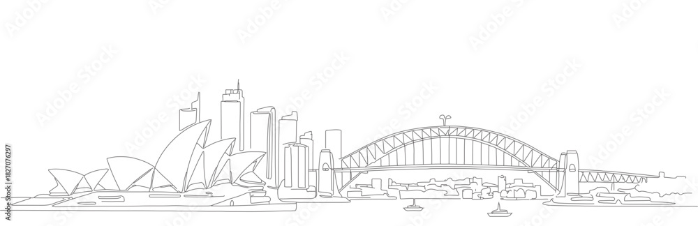 Fototapeta premium Simple continuous drawing of Sydney city.