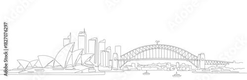 Simple continuous drawing of Sydney city.