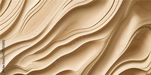 Shiny golden wood backdrop with smooth brown silk fabric curve pattern and chocolate texture