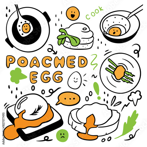Hand-Drawn Poached Eggs Doodle Collection