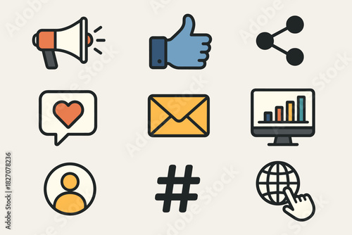 Social Media and Digital Marketing Icons Set