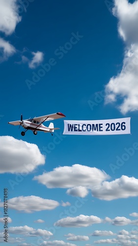 Airplane with banner and writing the phrase 