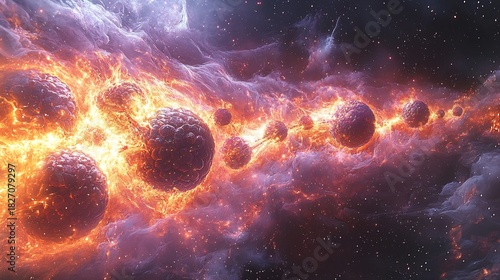 Journey through the cosmic fire: witness the birth of stars in a breathtaking nebula display