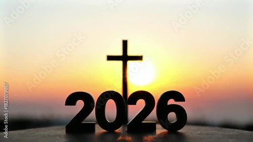 Wallpaper Mural morning view of the cross and 2026, new year, celebration, party. Torontodigital.ca