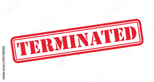 Terminated Red Grunge Stamp, Employment Termination Rubber Seal, Official Dismissal Notice Badge Vector