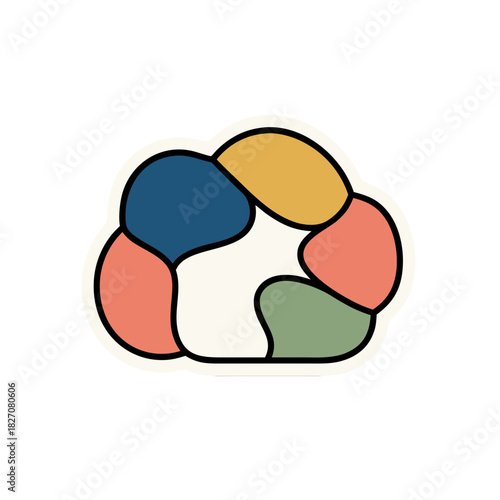 Abstract Blobs Of Color In A Circle Pattern Isolated On Black Background Minimalist Graphic Design