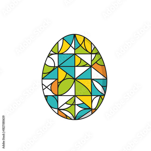 Abstract Geometric Easter Egg Art with Colorful Mosaic Pattern on Black Background Minimalist Vector Design