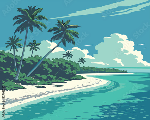 Tropical Island With Turquoise Water | Tropical Beach Island Scene