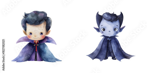 cute vampire watercolor vector illustration