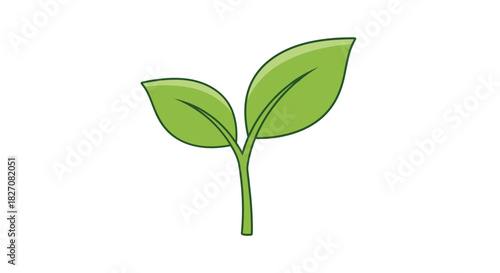 A simple green sprout with two leaves emerges from a thin stem, symbolizing growth and new beginnings.