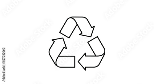 A black and white outline of the universal recycling symbol, a triangle of arrows.