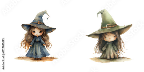cute witch watercolor vector illustration