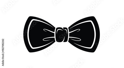 Simple black and white illustration of a bow tie centered on a white background.