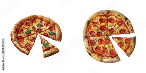 pizza watercolor vector illustration