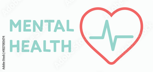 Heart, heartbeat, health, medicine, mental health, cardiology, cardiologist. Emotion, well-being, doctor, healthy, World Mental Health Day. Psychology, mind, therapy, treatment, symbol, vector, icon, 