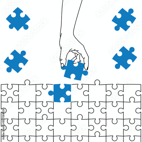 Hand holding a puzzle piece symbolizing connection and problem solving