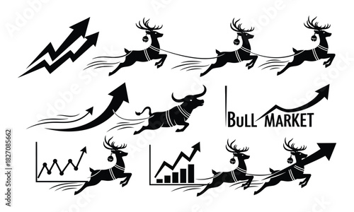 Festive Bull Market Holiday Season Financial Growth and Investment Opportunities concept design