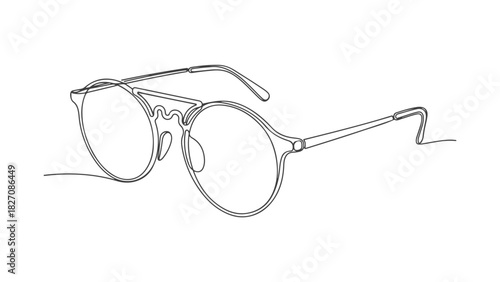 Minimalist Continuous One Line Art of Eyeglasses A Simple and Elegant Illustration