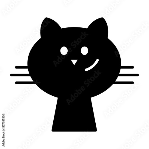 Gato feliz negro. Alegría, ternura y compañía felina. Ilustración vectorial