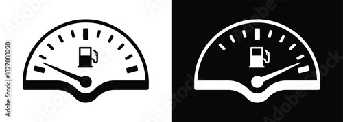 fuel gauge, gas meter, dashboard, car, automobile, indicator, needle, low fuel, empty, full, measurement, warning, transportation, vehicle, meter, dial, black and white, graphic, icon, fuel icon, gaug