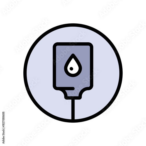 Intravenous saline drip color icon, world cancer day and chemotherapy, blood transfusion vector graphics. IV therapy symbol for healthcare apps, medical websites, and hospital-related visuals.