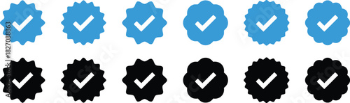 verified, checkmark, badge, icon, symbol, blue, black, white, approval, confirmation, success, correct, right, tick, starburst, seal, stamp, award, certification, endorsement, agreement, quality, guar