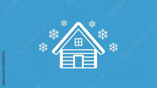Wallpaper Mural Charming winter cabin icon with falling snowflakes, perfect for holiday promotions, cozy vacation rentals, and seasonal greetings, a modern minimalist design Torontodigital.ca