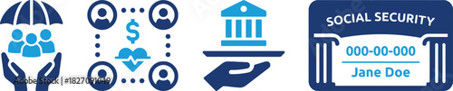 bank, fourth, people, insurance, network, with, line., category:, protection., institution., illustration, dollar, benefits, security, icon, collection, economy, social, safety, finance, hand, money, 