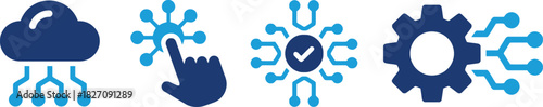 gear, light, fourth, technology, hand, connections, (3988), [converted], outgoing, connections., node, technological, network, with, network., blue, computing, icons, touch, symbol, checkmark, integra