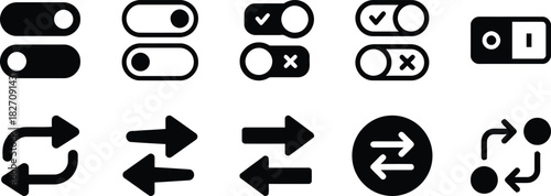 toggle, switch, on, off, slider, button, check, cross, x, i, o, arrows, left, right, refresh, repeat, cycle, exchange, bidirectional, sync, transfer, navigation, control, interface, ui, ux, element, g