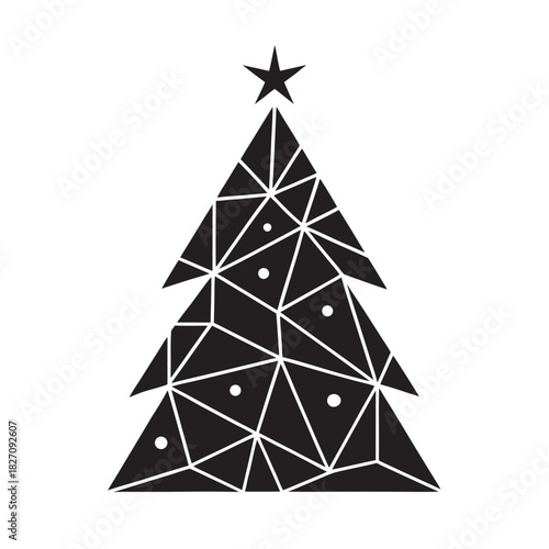 Modern Geometric Ornament Tree Minimal Silhouette Design