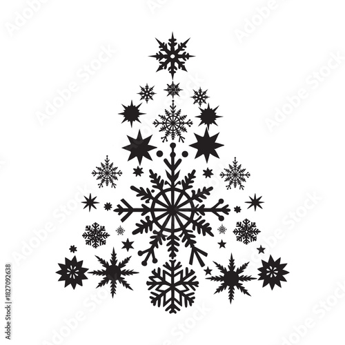 Snowflake Ornament Christmas Tree Intricate Outline Design