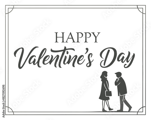 Happy Valentines Day illustration featuring a couple in love with a simple and elegant design suitable for cards and social media greetings