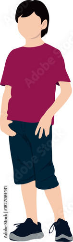 A boy standing in stylish vector clipart. young man with a hat