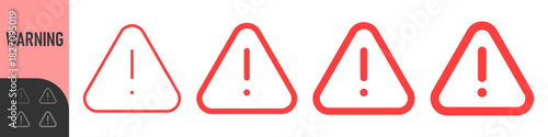 Warning triangle icon set, hazard, exclamation mark icons , ideal for alerts, hazards, system notifications, and safety UI elements. Color icon set