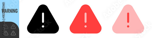 Warning triangle icon set, hazard, exclamation mark icons , ideal for alerts, hazards, system notifications, and safety UI elements. Color icon set