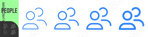 Group people or team icon set showing two user silhouettes in color styles, perfect for team pages, community features, social apps, accounts, social and collaboration interfaces