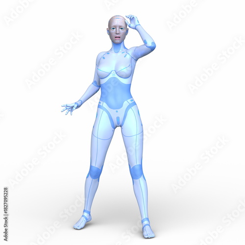女性サイボーグ　3DCGレンダリング