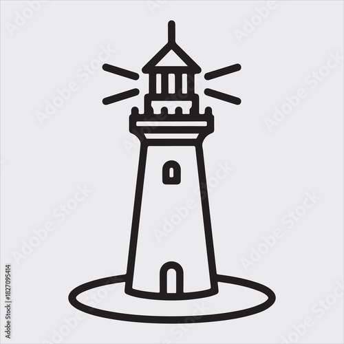 A beautiful ship light house line art design