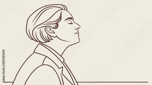 A serene woman with closed eyes in profile, exuding calmness and introspection, set against a neutral backdrop, evoking a sense of peace and tranquility