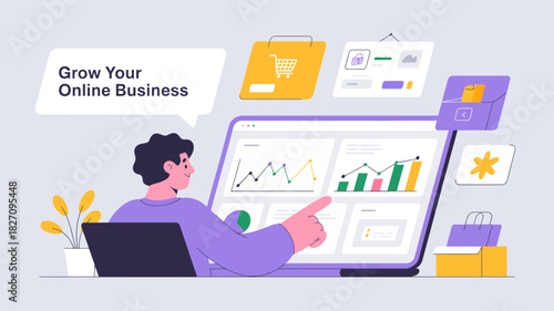 Person analyzing charts and graphs on a laptop to grow their online business and increase sales