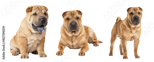 Fotografie Title Chinese Shar-Pei Dog Breed Purebred Non-Sporting Guardian Isolated