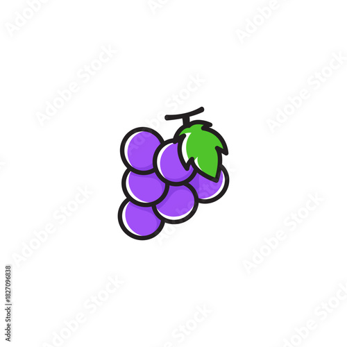 Freshly picked, ripe green and purple grapes with leaves still on the vine