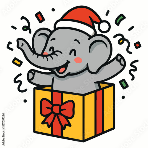 Happy elephant christmas surprise