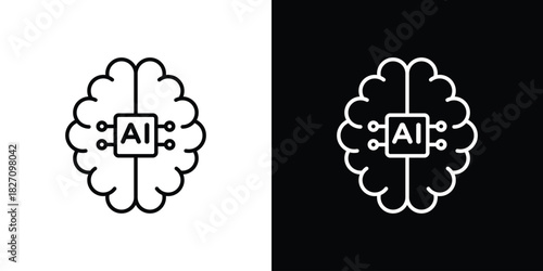 AI brain icons vector.Editable stroke.linear style sign for use web design