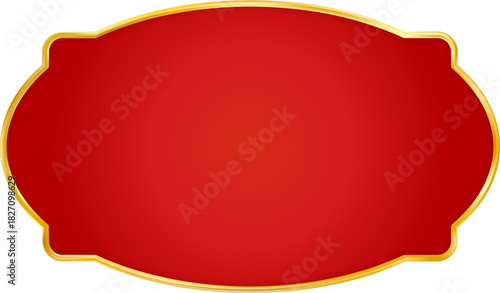 Red Gold Christmas red price tag. Vintage luxury frame