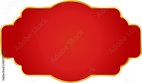 Red Gold Christmas red price tag. Vintage luxury frame