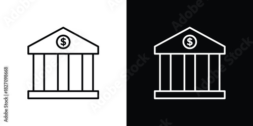 Bank icons vector.Editable stroke.linear style sign for use web design