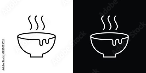 Bowl of soup icons vector.Editable stroke.linear style sign for use web design