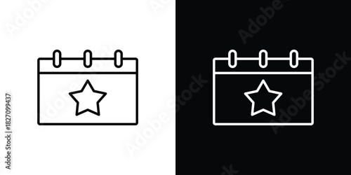 Calendar with event icons vector.Editable stroke.linear style sign for use web design